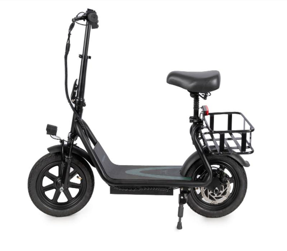 Electric Scooter for Adults with Seat and App, 48V 10.4Ah Battery, Top Speed 22 Mph, Driving Range 21-27 Miles, App Control,Pet-Friendly Design with Rear Basket