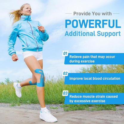 Precut Kinesiology Tape for Knees - 10 Pcs Waterproof & Elastic Kneesupport & Stability Tape, Breathable Hypoallergenic Latex-Free