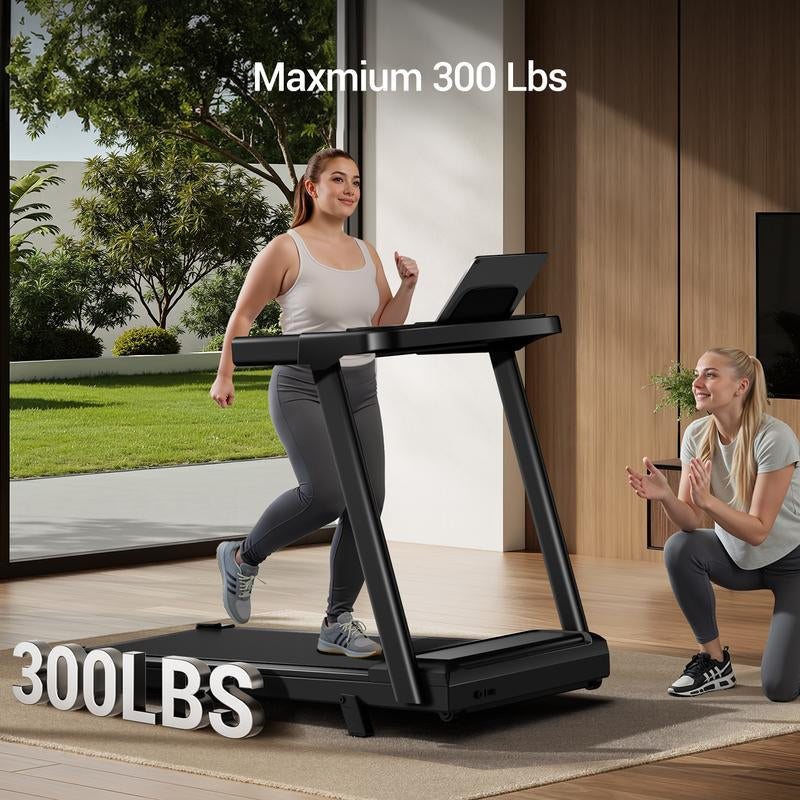 Incline Treadmill with Handle for Home and Office, Folding Treadmills with 300 Lbs Weight Capacity, 3.0HP Quiet Walking Pad Treadmill, Three LED Screen Display
