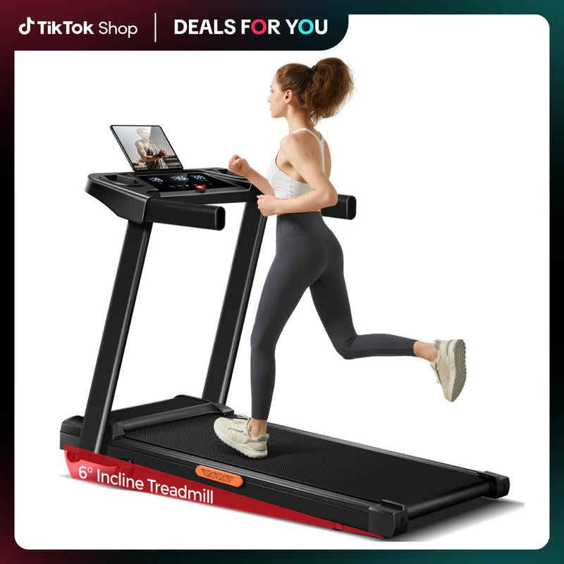 Incline Treadmill with Handle for Home and Office, Folding Treadmills with 300 Lbs Weight Capacity, 3.0HP Quiet Walking Pad Treadmill, Three LED Screen Display