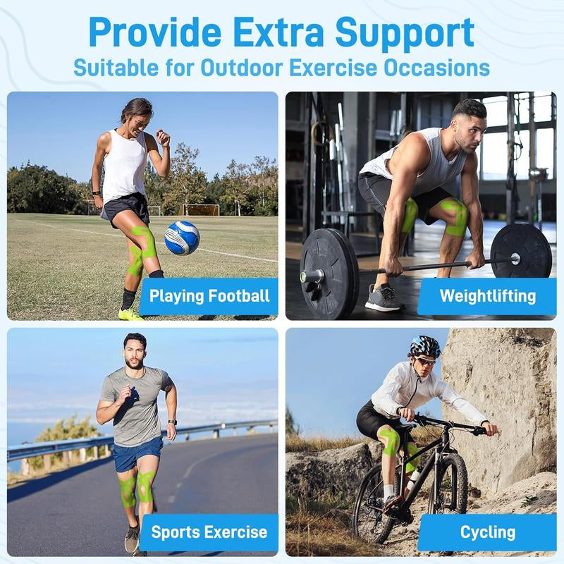 Precut Kinesiology Tape for Knees - 10 Pcs Waterproof & Elastic Kneesupport & Stability Tape, Breathable Hypoallergenic Latex-Free
