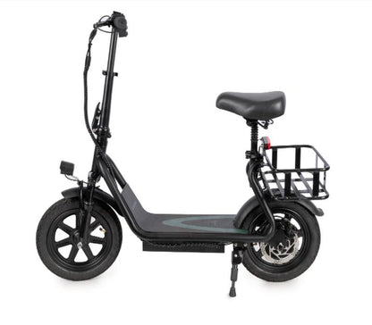 Electric Scooter for Adults with Seat and App, 48V 10.4Ah Battery, Top Speed 22 Mph, Driving Range 21-27 Miles, App Control,Pet-Friendly Design with Rear Basket